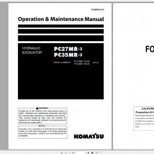 Komatsu Hydraulic Excavator PC27MR 3 PC35MR 3 Operation Maintenance Manual TEN00552 01 2011