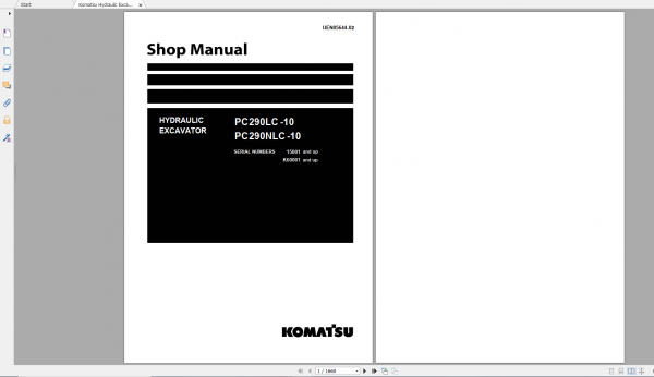 Komatsu Hydraulic Excavator PC290LC 10 PC290NLC 10 Shop Manual UEN05644 02 2011