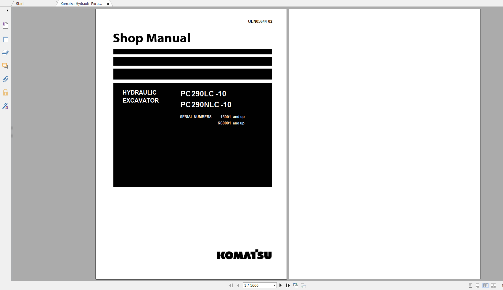 Komatsu Hydraulic Excavator PC290LC 10 PC290NLC 10 Shop Manual UEN05644 02 2011