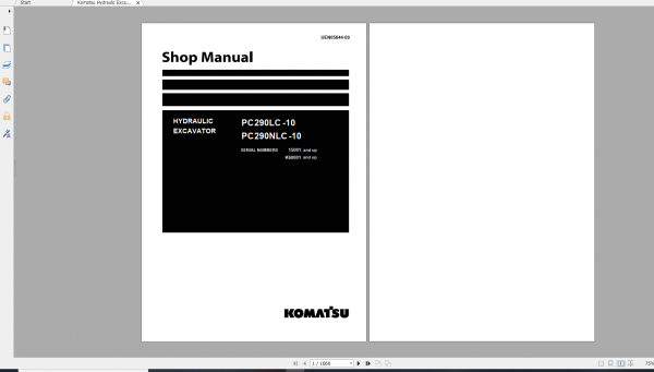 Komatsu Hydraulic Excavator PC290LC 10 PC290NLC 10 Shop Manual UEN05644 03 2011