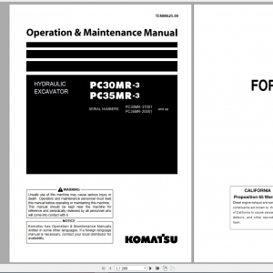 Komatsu Hydraulic Excavator PC30MR 3 PC35MR 3 Operation Maintenance Manual TEN00625 00 2013