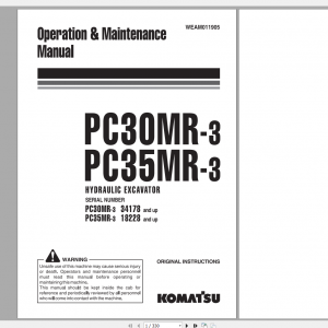 Komatsu Hydraulic Excavator PC30MR 3 PC35MR 3 Operation Maintenance Manual WEAM011905 2011
