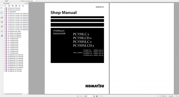 Komatsu Hydraulic Excavator PC350LC 8 PC350LCD 8 PC350NLC 8 PC350NLCD 8 Shop Manual UEN01983 01 2008