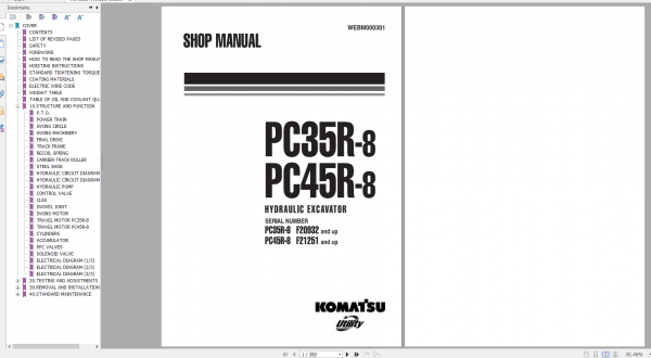 Komatsu Hydraulic Excavator PC35R 8 PC45R 8 Shop Manual WEBM000301