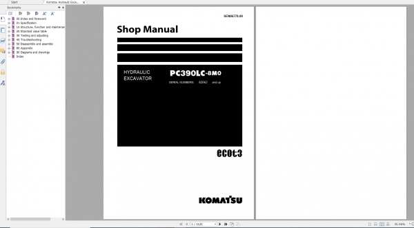 Komatsu Hydraulic Excavator PC390LC 8M0 Shop Manual SEN06778 00 2019