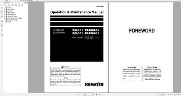 Komatsu Hydraulic Excavator PC400 7 PC400LC 7 PC450 7 PC450LC 7 Operation Maintenance Manual TEN00382 00 2009