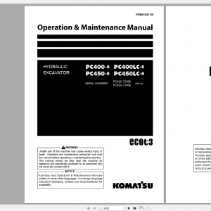 Komatsu Hydraulic Excavator PC400 8 PC400LC 8 PC450 8 PC450LC 8 Operation Maintenance Manual PEN01047 00 2017