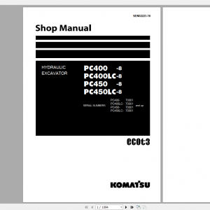 Komatsu Hydraulic Excavator PC400 8 PC400LC 8 PC450 8 PC450LC 8 Shop Manual SEN02223 16 2016