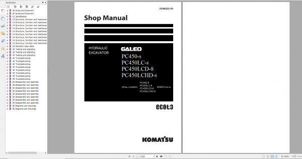 Komatsu Hydraulic Excavator PC450 8 PC450LC 8 PC450LCD 8 PC450LCHD 8 Shop Manual UEN02223 00 2007