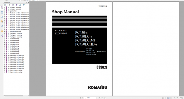 Komatsu Hydraulic Excavator PC450 8 PC450LC 8 PC450LCD 8 PC450LCHD 8 Shop Manual UEN02223 02 2009