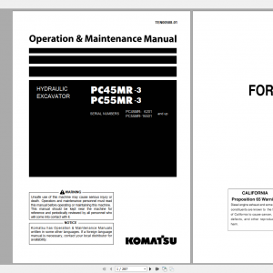 Komatsu Hydraulic Excavator PC45MR 3 PC55MR 3 Operation Maintenance Manual TEN00508 01 2011