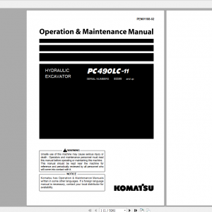 Komatsu Hydraulic Excavator PC490LC 11 Operation Maintenance Manual PEN01188 02 2020