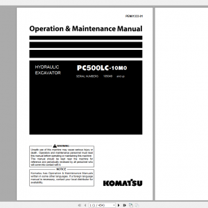 Komatsu Hydraulic Excavator PC500LC 10M0 Operation Maintenance Manual PEN01333 01 2020