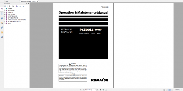 Komatsu Hydraulic Excavator PC500LC 10M0 Operation Maintenance Manual PEN01333 01 2020