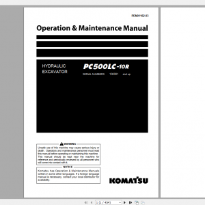 Komatsu Hydraulic Excavator PC500LC 10R Operation Maintenance Manual PEN01162 01 2018
