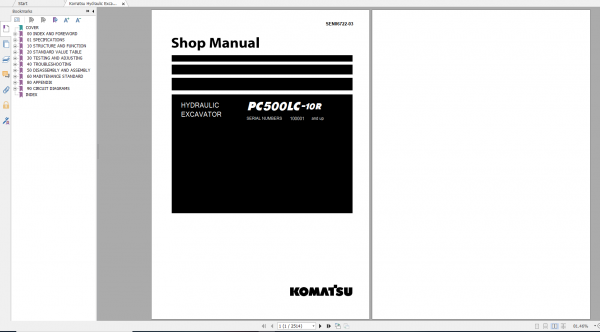Komatsu Hydraulic Excavator PC500LC 10R Shop Manual SEN06722 03 2019