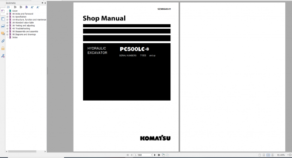 Komatsu Hydraulic Excavator PC500LC 8 Shop Manual SEN06648 01 2019