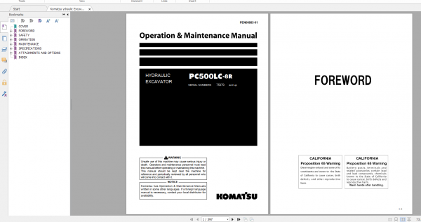 Komatsu Hydraulic Excavator PC500LC 8R Operation Maintenance Manual PEN00885 01 2019
