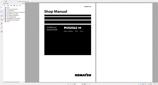 Komatsu Hydraulic Excavator PC500LC 8R Shop Manual SEN06614 01 2019