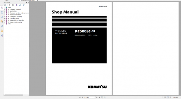 Komatsu Hydraulic Excavator PC500LC 8R Shop Manual SEN06614 02 2020