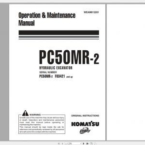 Komatsu Hydraulic Excavator PC50MR 2 Operation Maintenance Manual WEAM012201 2010