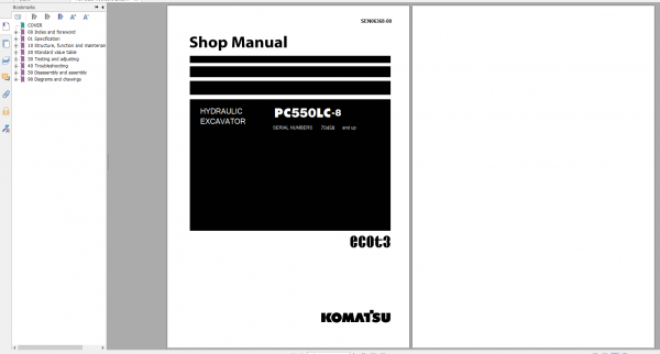 Komatsu Hydraulic Excavator PC550LC 8 Shop Manual SEN06368 00 2013