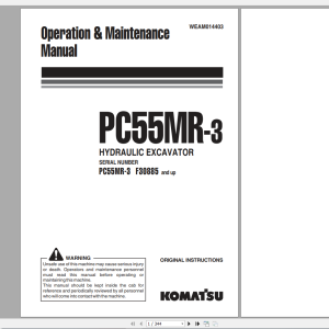 Komatsu Hydraulic Excavator PC55MR 3 Operation Maintenance Manual WEAM014403 2014