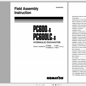Komatsu Hydraulic Excavator PC600 6 PC600LC 6 Field Assembly Instruction SEAW002802