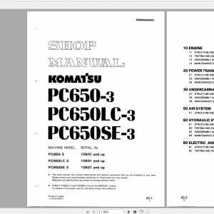 Komatsu Hydraulic Excavator PC650 3 PC650LC 3 PC650SE 3 Shop Manual SEBM02090307
