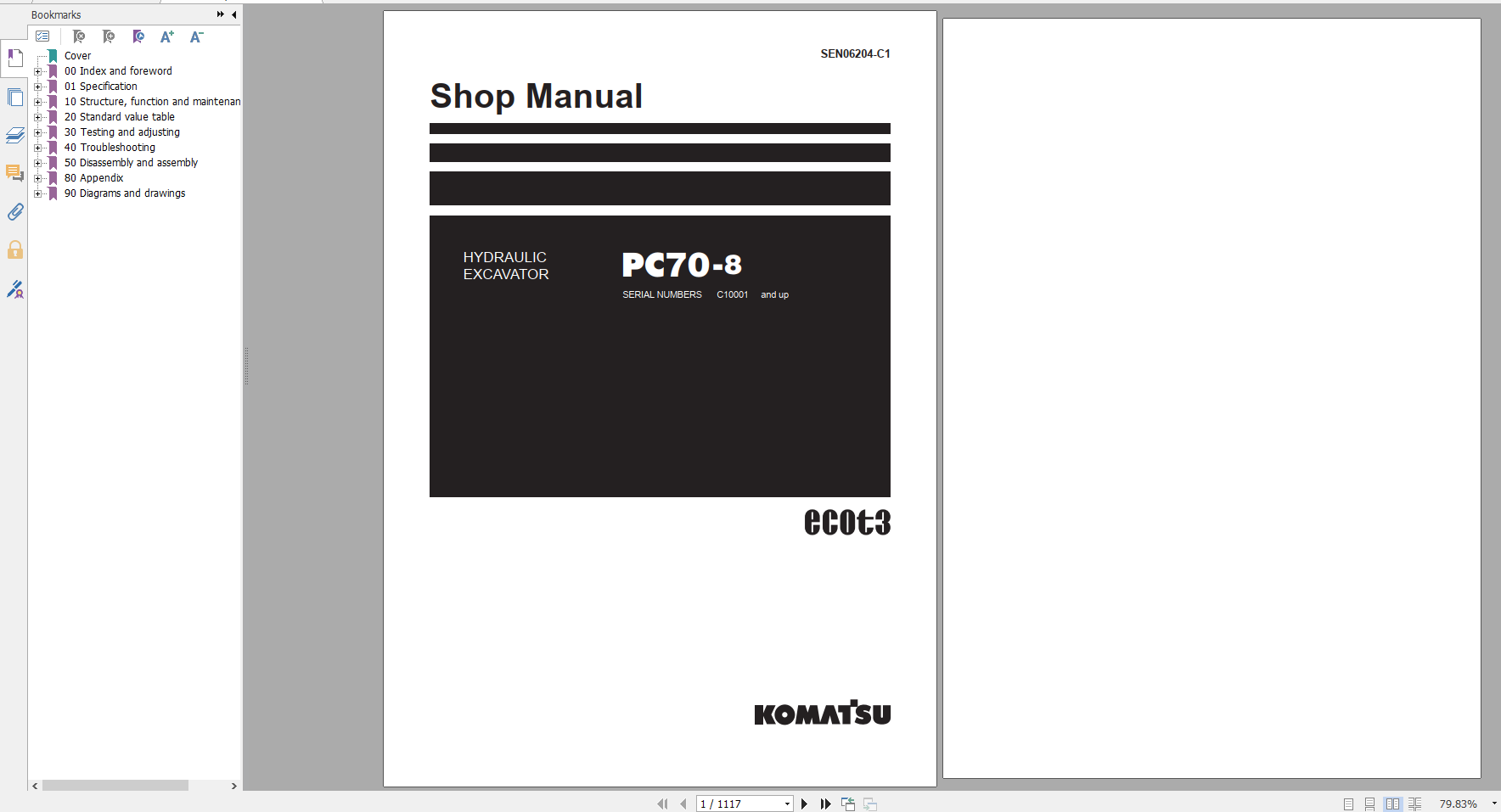 Komatsu Hydraulic Excavator PC70 8 Shop Manual SEN06204 C1 2015