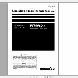 Komatsu Hydraulic Excavator PC700LC 11 Operation Maintenance Manual PEN01128 01 2019