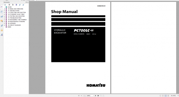 Komatsu Hydraulic Excavator PC700LC 11 Shop Manual SEN06700 01 2019