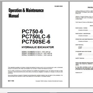 Komatsu Hydraulic Excavator PC750 6 PC750LC 6 PC750SE 6 Operation Maintenance Manual SEAD010900 1996