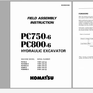 Komatsu Hydraulic Excavator PC750 6 PC800 6 Field Assembly Instruction SEAW001803