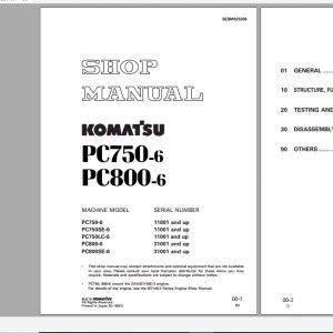 Komatsu Hydraulic Excavator PC750 6 PC800 6 Shop Manual SEBM025306 2018