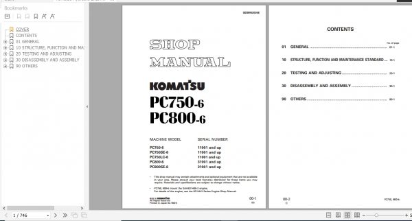 Komatsu Hydraulic Excavator PC750 6 PC800 6 Shop Manual SEBM025306 2018