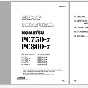Komatsu Hydraulic Excavator PC750 7 PC800 7 Shop Manual SEBM031313 2018