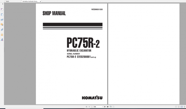 Komatsu Hydraulic Excavator PC75R 2 Shop Manual WEBM001500