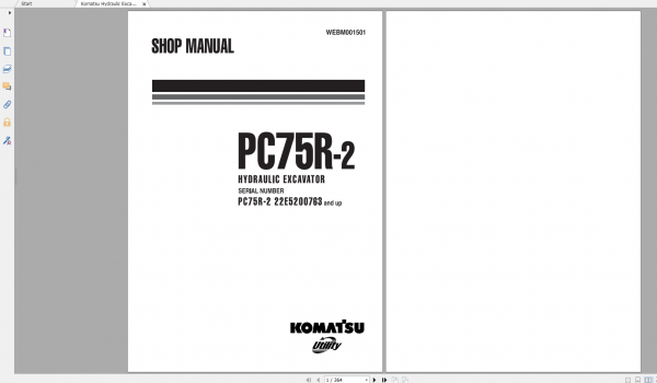 Komatsu Hydraulic Excavator PC75R 2 Shop Manual WEBM001501