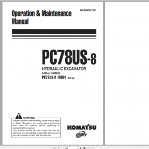 Komatsu Hydraulic Excavator PC78US 8 Operation Maintenance Manual WEAM010100 2008
