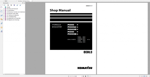 Komatsu Hydraulic Excavator PC800 8 PC800LC 8 PC800SE 8 PC850 8 PC850SE 8 Shop Manual SEN00373 17 2009