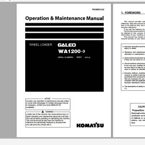 Komatsu Wheel Loader Galeo WA1200 3 Operation Maintenance Manual PEN00074 02 2007