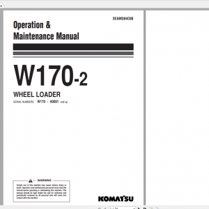 Komatsu Wheel Loader W170 2 Operation Maintenance Manual SEAM384C00