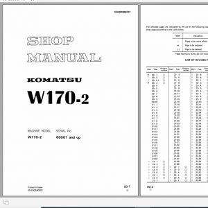Komatsu Wheel Loader W170 2 Shop Manual SEBM0384C01