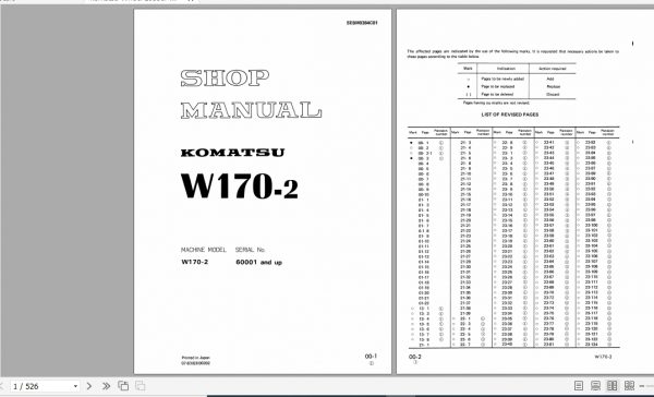 Komatsu Wheel Loader W170 2 Shop Manual SEBM0384C01