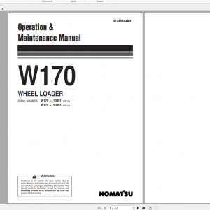 Komatsu Wheel Loader W170 Operation Maintenance Manual SEAM384A01