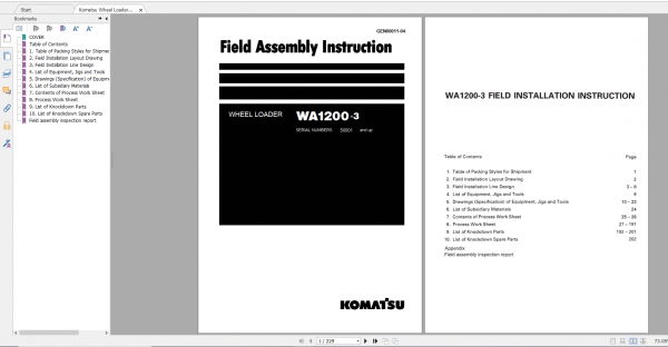 Komatsu Wheel Loader WA1200 3 Field Assembly Instruction GEN00011 04 2011