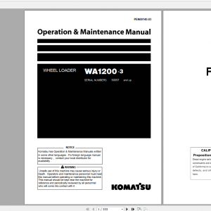 Komatsu Wheel Loader WA1200 3 Operation Maintenance Manual PEN00140 03 2007
