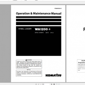 Komatsu Wheel Loader WA1200 3 Operation Maintenance Manual PEN00308 03 2009