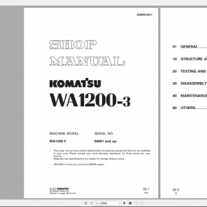 Komatsu Wheel Loader WA1200 3 Shop Manual SEBM018231 2019
